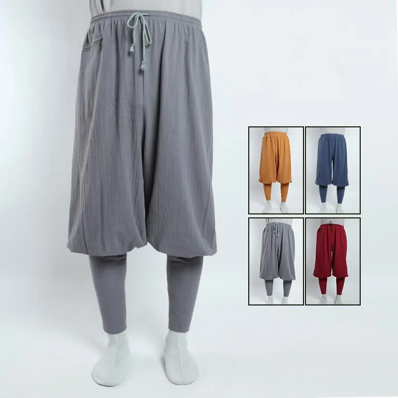 Summer New Cotton Linen Monk Pants Buddhist Zen Lay Trousers Traditional Chinese Bottoms Buddha Shaolin Monk Kung Fu Pants