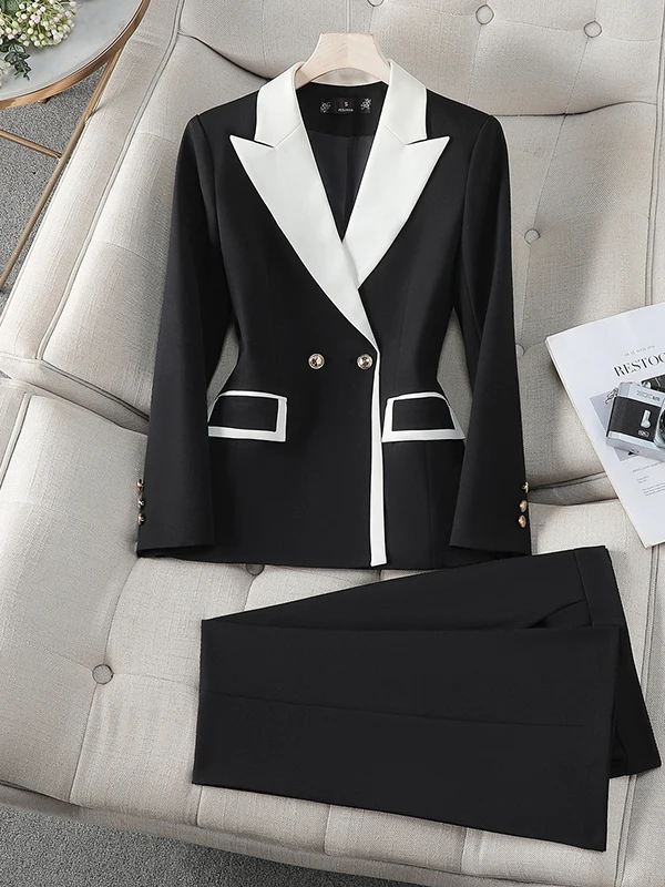 Black Casual Women's Suit Jacket 2026 New Autumn Winter Versatile Fashionable High-End Design Commute Style Long Sleeve Coat