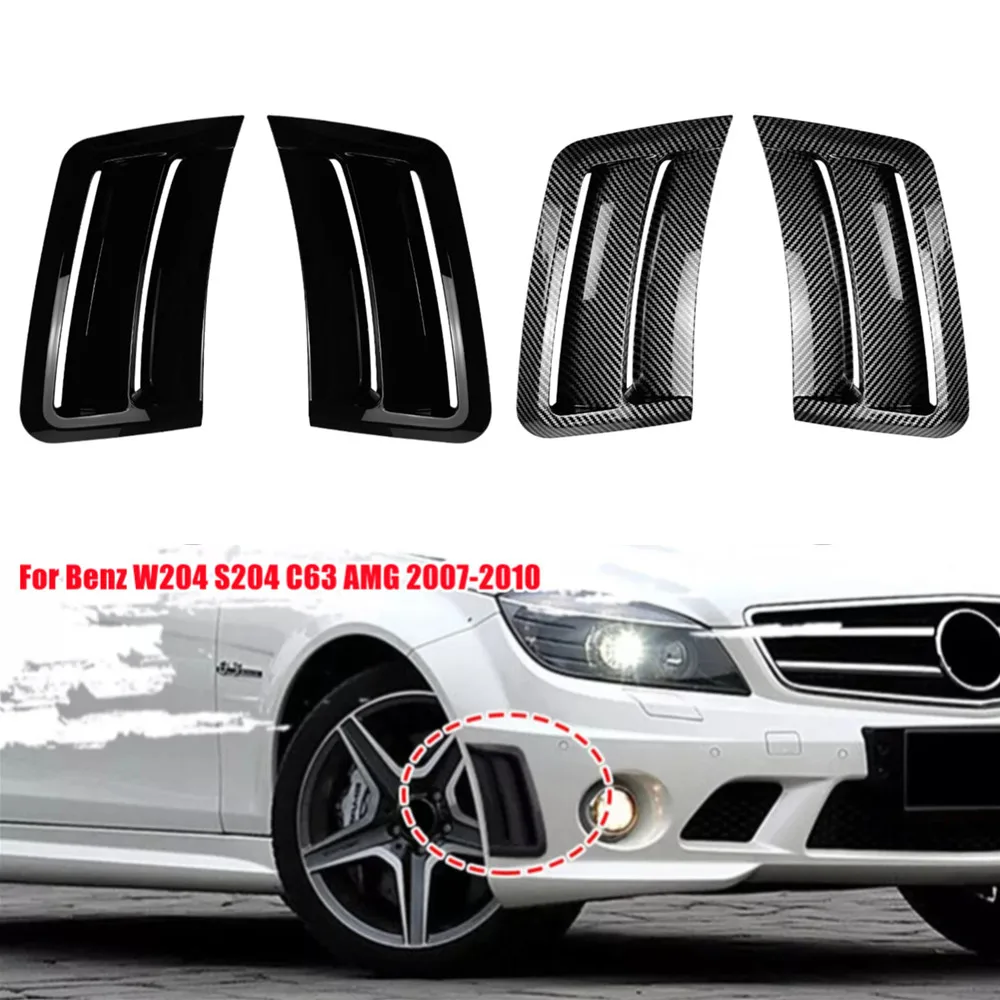 For Benz W204 S204 C63 AMG 2007 2008 2009 2010 Car Front Bumper Splitter Side Air Vent Outlet Covers ABS Accessories