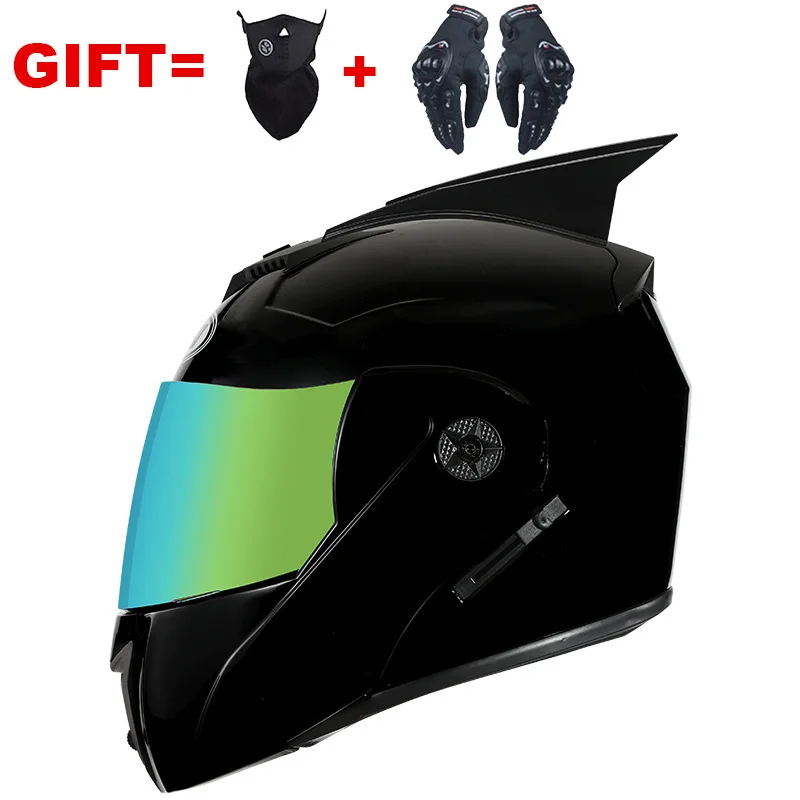 

Free Shipping Unisex Full Face Modular Electric Motocross Helmet Flip Up Motorcycle Helmets Dual Lens With Ear For Man Women