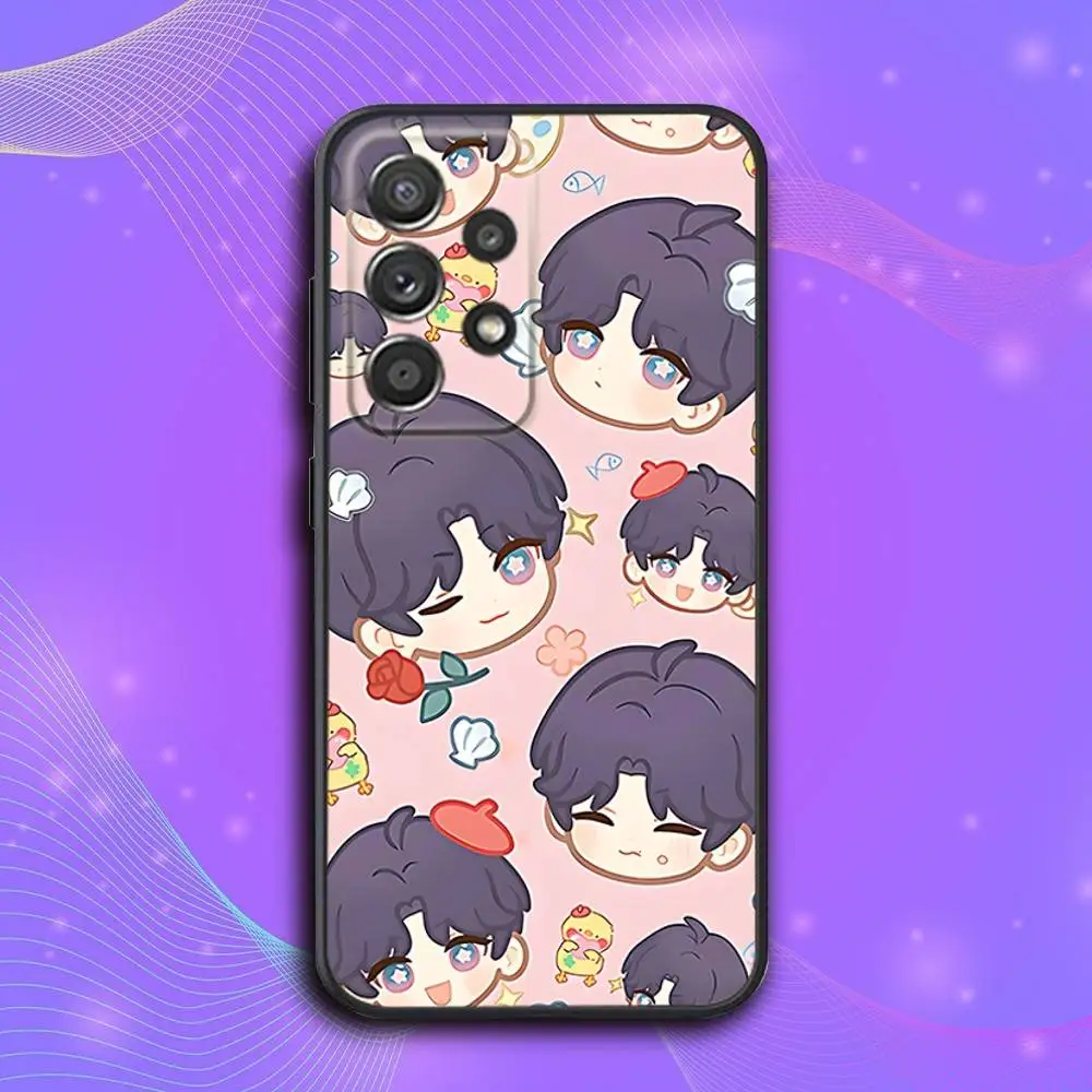 حافظة هاتف R-Rafayel Love and Deepspace لهاتف سامسونج S 25,24,23,22,30,21,10,9,Ultra,Plus,Lite,FE,4,5G حافظة سوداء ناعمة