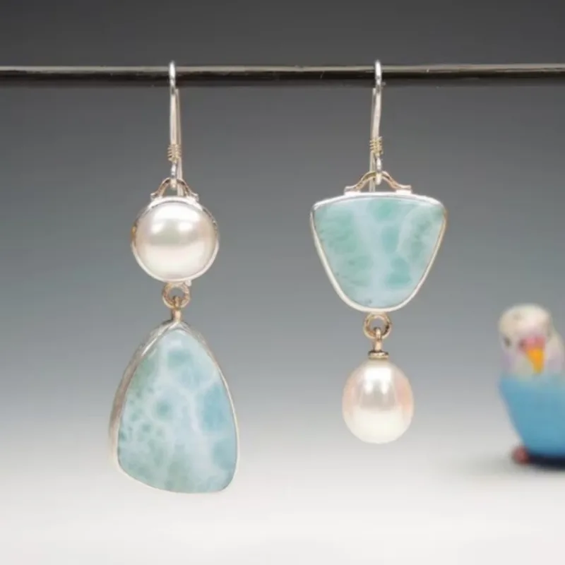 خمر بوهو مادة النحاس غير المتكافئة تقليد اللؤلؤ قلادة الأقراط، اليدوية المرأة البوهيمي نمط الأقراط #1