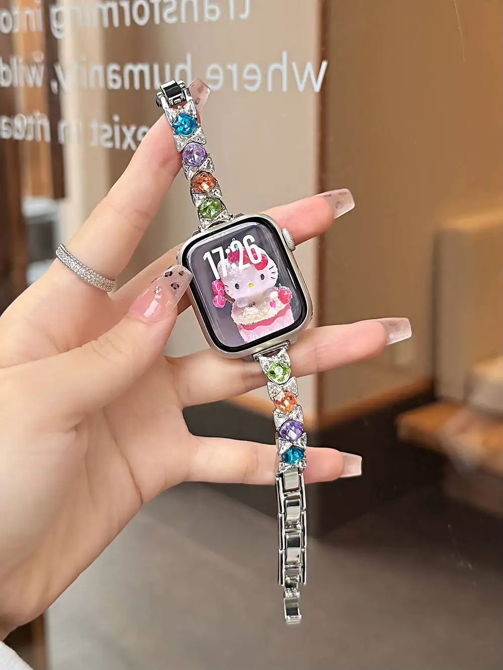 Bracciale in metallo bling per cinturino Apple Watch link donna Serie 8/7/6/10/9 40mm 41mm 44mm 45mm 46mm cinturino