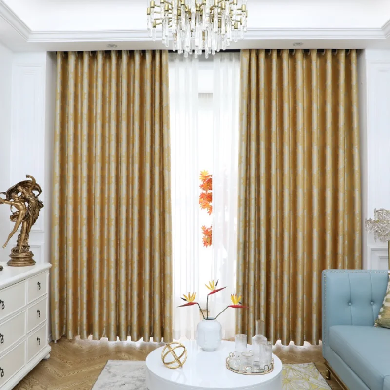 European Light Luxury Curtains for Living Room Bedroom Dining Room Modern Minimalism Sunscreen Heat Insulation Shading Curtain