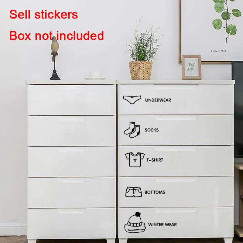 7pcs Clothing Classification Cabinet Stickers Clothes Logo Underwear Socks Label Wardrobe Sticker For Girl Boy Room Organization