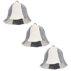 3 pcs Unisex Felt Sauna Hats Bathing Felt Sauna Hats Shower Sauna Caps Felt Sauna Caps