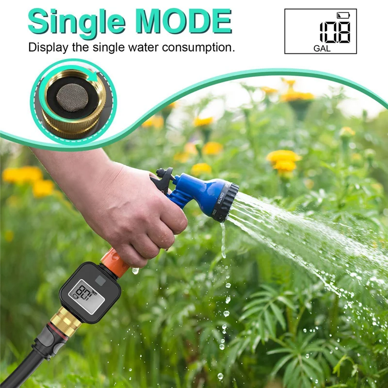 A91P Digital Water Flow Meter Water Flow Meter With Brass Metal Thread Garden Hose Watering
