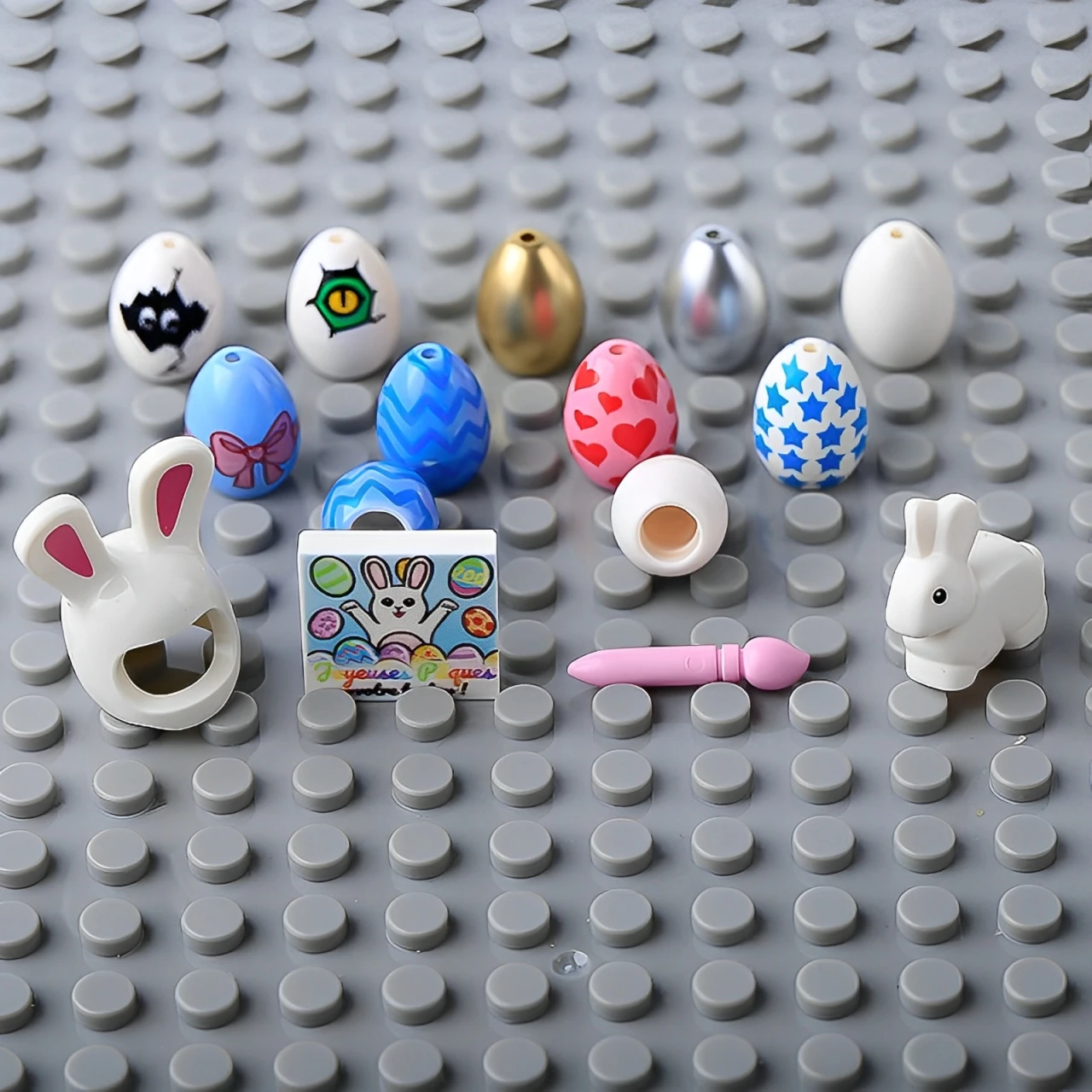 MOC Easter Day Egg Rabbit Animal Building Blocks Castle Knight Figures Angel Feathered Wings Creative Bunny Model Kids Toy Gifts