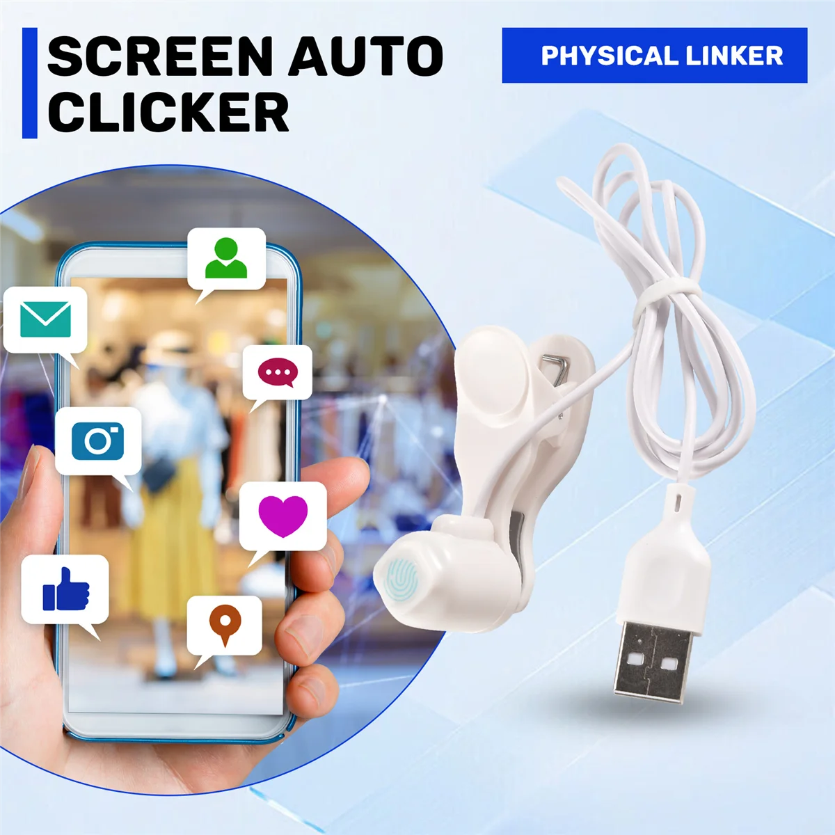 -NEW Mute Phone Screen Auto Clicker Physical Linker for Tik Tok Youtube Video Live Streaming 3 Speed Touch Clicker