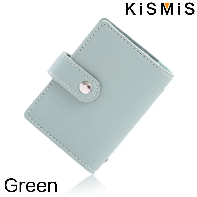 KISMIS 1PC Women Men Leather 26 Slots ID Credit Card Holders RFID Blocking Wallet Case Pocket Bag