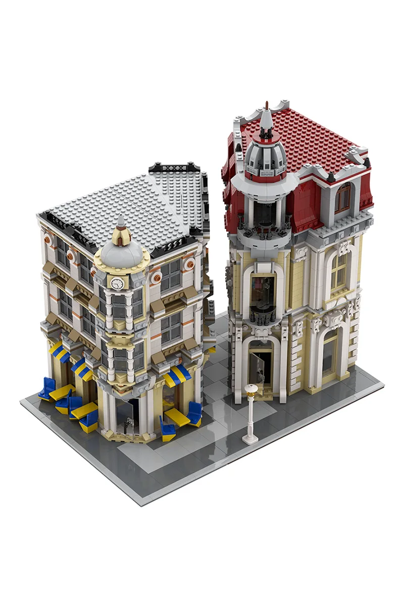 MOC クラシックコーナー路地ビルディングブロックモデルレトロコーナー路地建築ストリートビューレンガ組立おもちゃ子供 DIY ギフト
