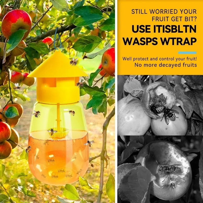 Fruit Fly Traps Liquid Attractant Set Long Lasting Deterring Bait Anti Fly Killer Orchard Pest Control Yellow Bee Catcher Traps