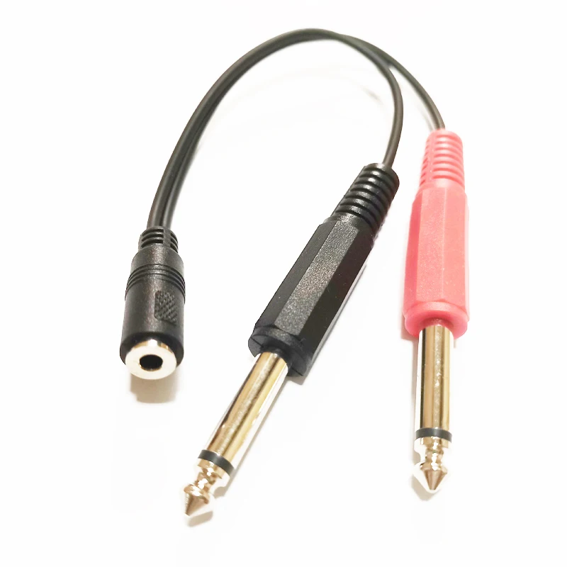 NCHTEK 3.5MM Female Plug to Two 6.35MM TRS Mono Male Jack Audio Socket Adapter Cable About 20CM / 1PCS