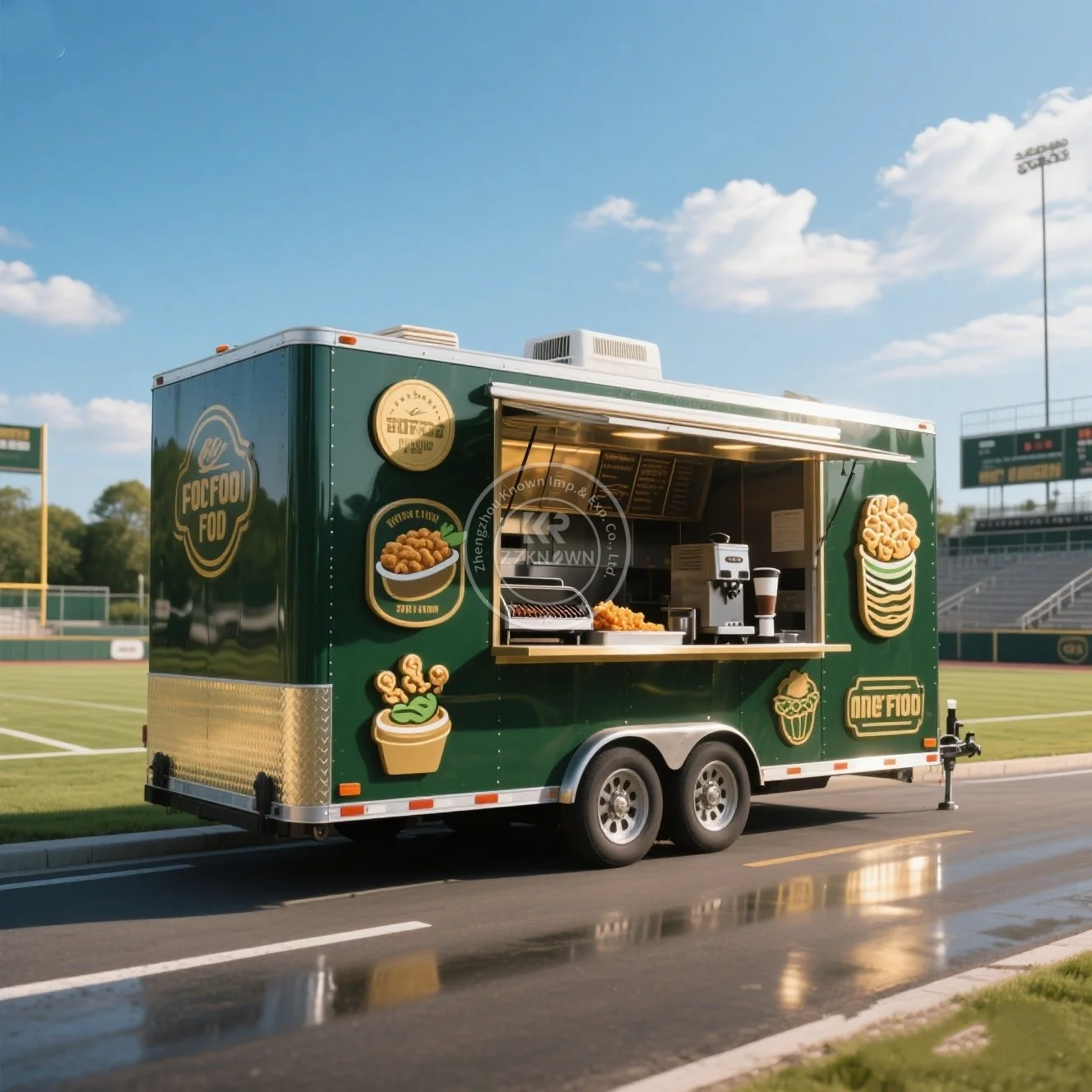 

Custom Size Outdoor Grill Equipment Kitchen Van Ice Cream Cart Fast Food Trailer Mobile Taco Restaurant BBQ Food Truck