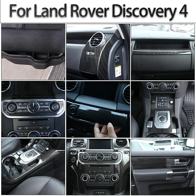 ABS Black Wood Grain For Land Rover Discovery 4 LR4 2010-16 Car Gear Panel Decoration Strip Frame Cover Interior Car Accessories