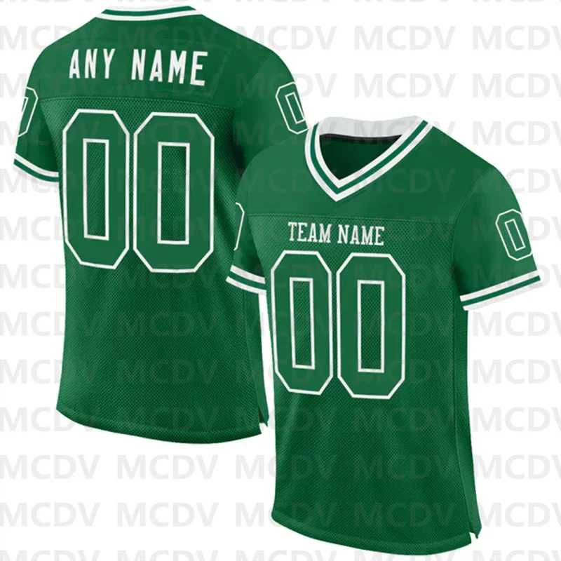 Camiseta de fútbol personalizada Kelly verde blanco-rojo, malla auténtica, Throwback