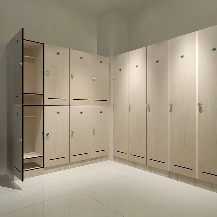 Modular Fitness Lockers,Waterproof Moistureproof Compact Laminate HPL Custom Gym Number Lockers With Benches For Gymnasium