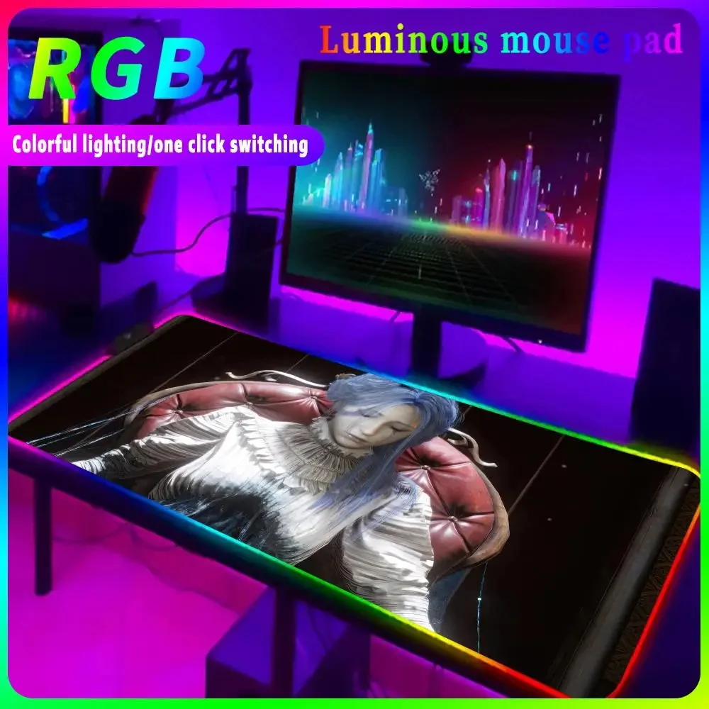 L_lies of P_p Mouse Pad RGB LED Mousepad Gaming Accessories Gamer Keyboard Pad Durable Desktop Pad HD Luminous Desk Mat Backlit