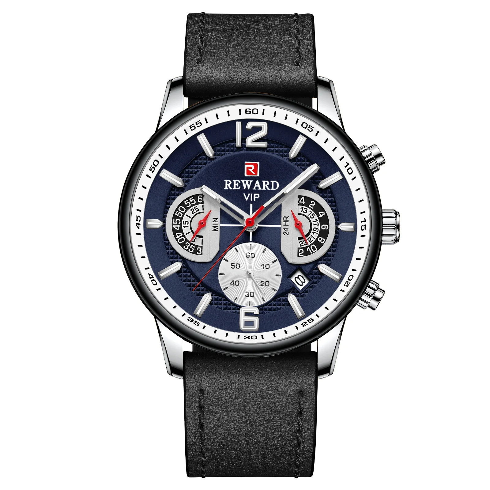 Relógio masculino high-end movimento de quartzo multi-funcional relógio esportivo à prova dwaterproof água cinto luminoso presente de aniversário