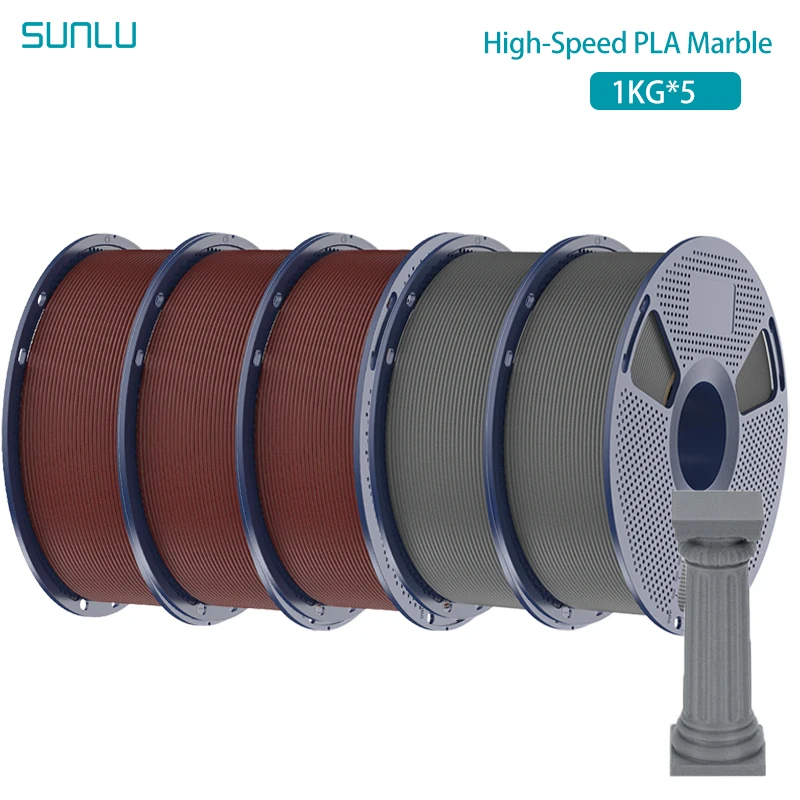 Filamento di marmo PLA ad alta velocità SUNLU Bobina da 5 kg 1,75 mm 1 kg (2,2 libbre) Filamento di stampa ad alta velocità adatto alla maggior parte delle stampanti FDM da UE USA Regno Unito