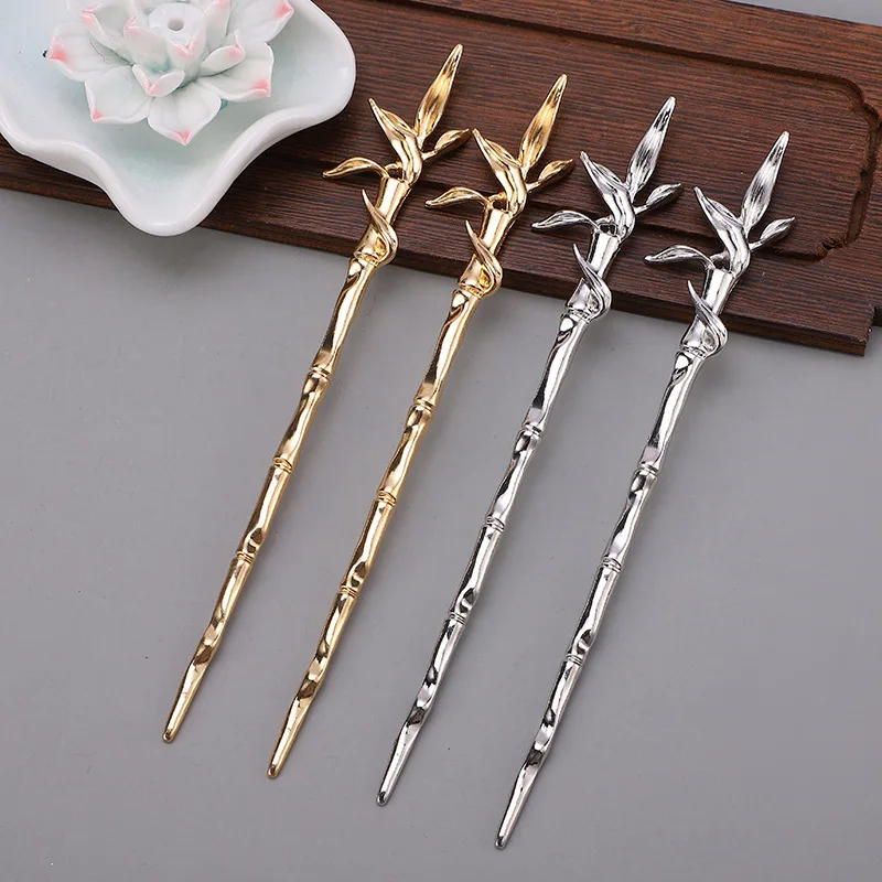 Vintage Chinese Style Hair Sticks Metal Bamboo Hairpins Chopstick for Women Girls Hair Forks Clips Headwear Wedding Headdress