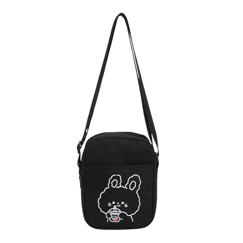 Niedliche Tier-Stickerei Canvas Umhängetasche Handytasche Lässige Kleine Schultertasche für Mädchen Tägliches Einkaufen Outdoor – Detail 6