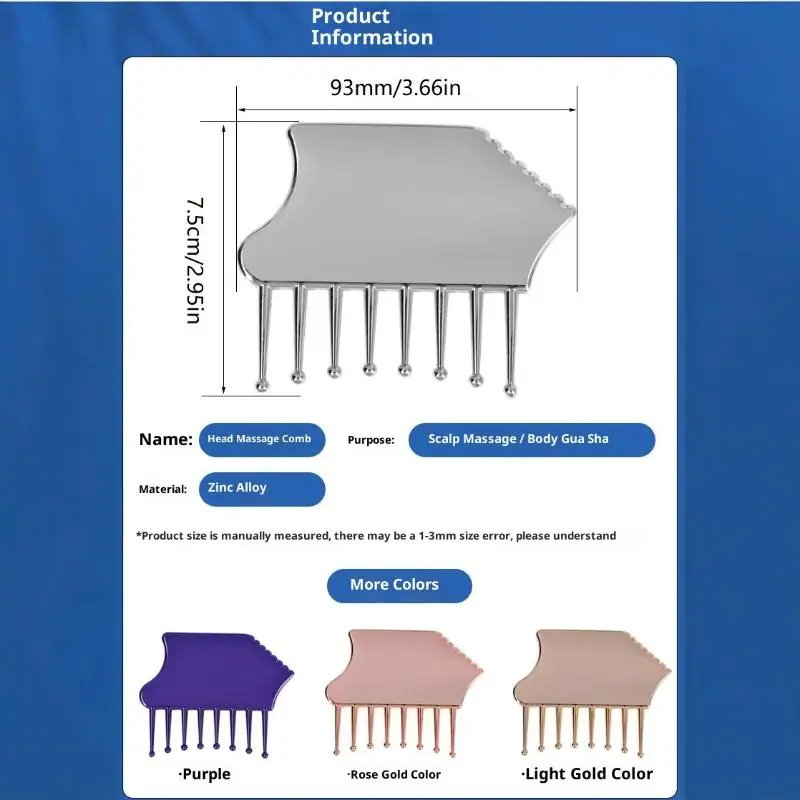 جهاز تدليك فروة الرأس المحمول من سبائك الزنك، أداة كشط غواشا للرأس والرقبة والأكتاف والساقين والذراعين لتخفيف مهدئ