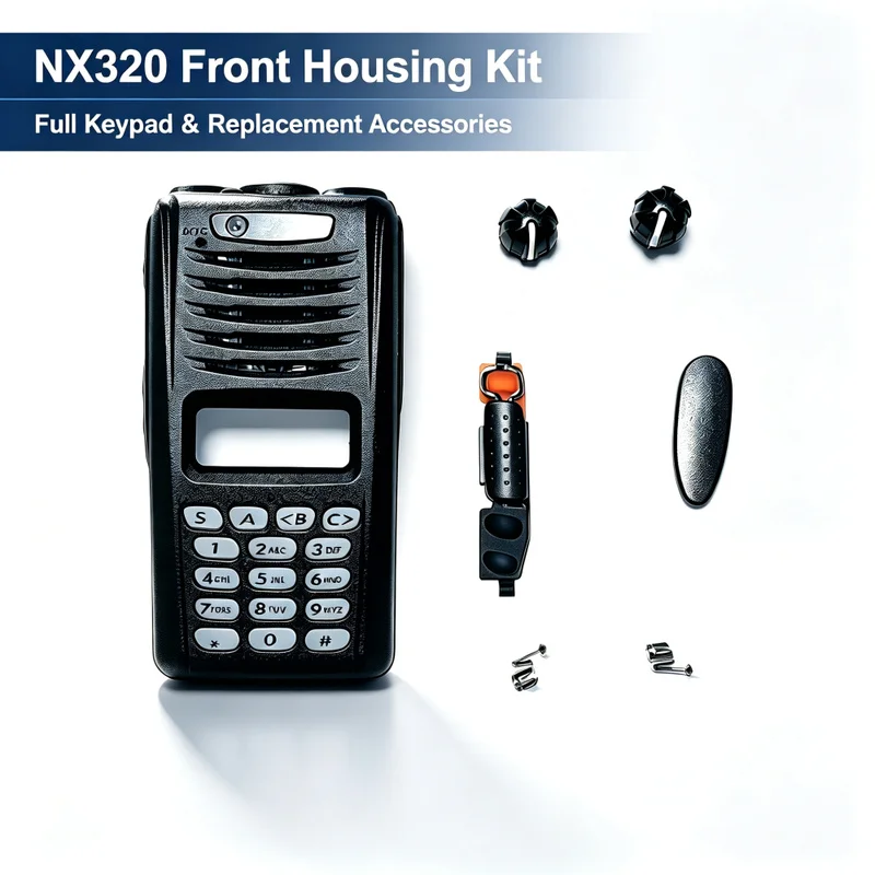 Replacement Full Keypad Front Housing Case, Radio Repair Shell with Knobs and Matching Accessories for  NX320 NX220 Two Way radi