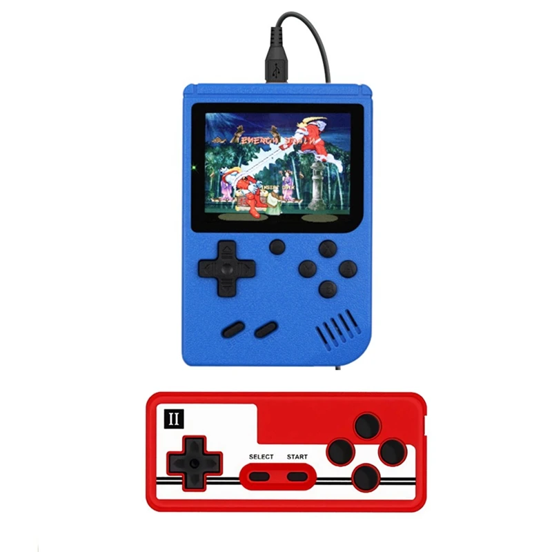 400-In-1 Video Game Console Retro Mini Game Plyer 3.0 Inch Color Pocket TV Game Console Dual Handheld Gamer Player Reusable Blue