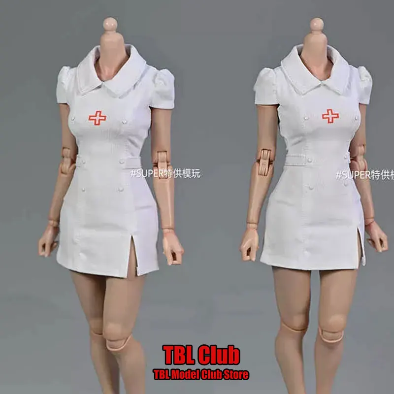 

In Stock 1/6 Scale Female Soldier Nurse Lapel White Short Tight Jumpsuit Model Accessories For 12inch Action Figure Doll