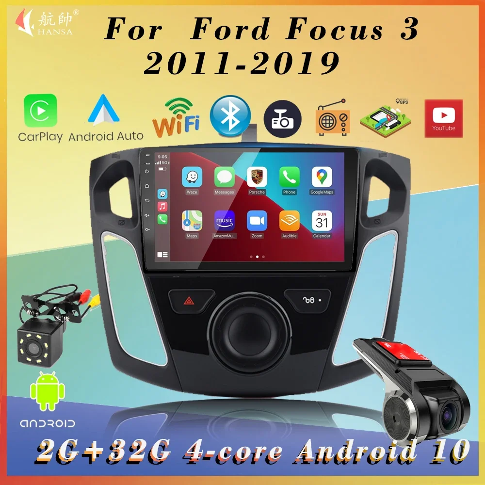 

Автомагнитола 2DIN на Android 10, мультимедийный стерео-проигрыватель с поддержкой Bluetooth, Wi-Fi, GPS, автопроигрыватель с сенсорным экраном для Ford Focus 3 2011-2019