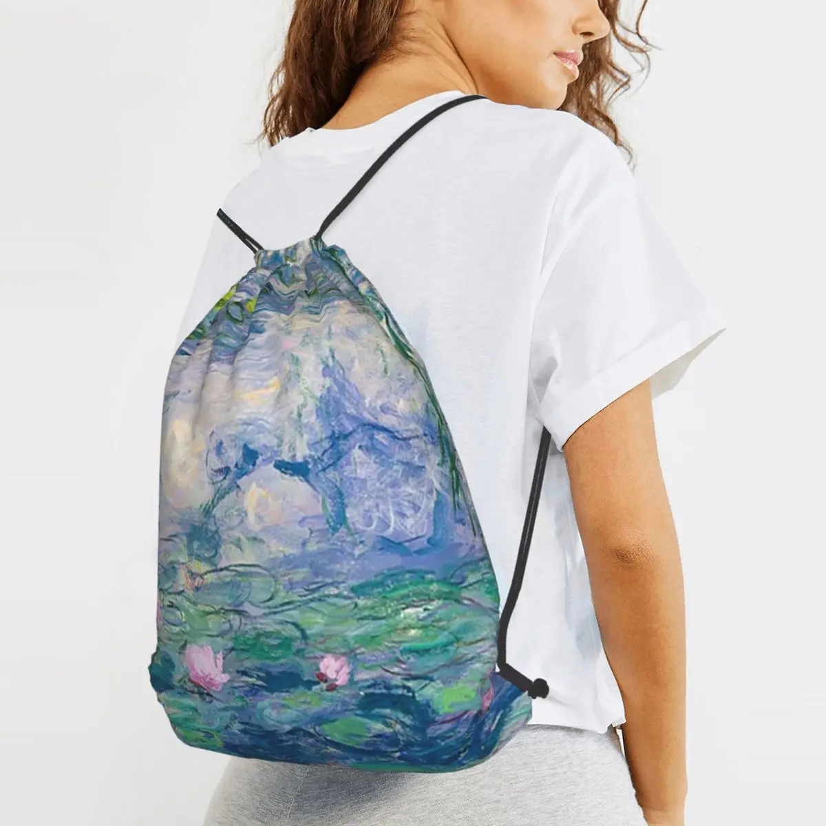 

Water Lilies Claude Monet Fine Art Backpacks Multi-function Drawstring Bags Sports Bag Book Bags for Travel Students