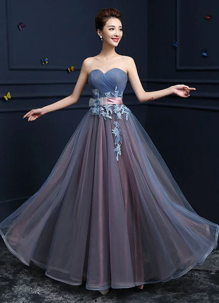 

Customized Formal Tulle Criss-Cross Sash Applique Pleat Lace A-line Sweetheart Long Dresses Bespoke Occasion Dresses Exquisite