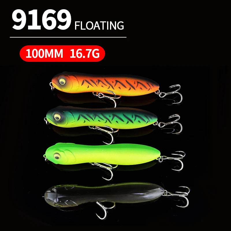 

100mm 16.7g Pencil Fishing Lures Surface Darter Bait Top Quality Pencil Fish Bass Pike Lure Crazy Snake Head Artificial Baits