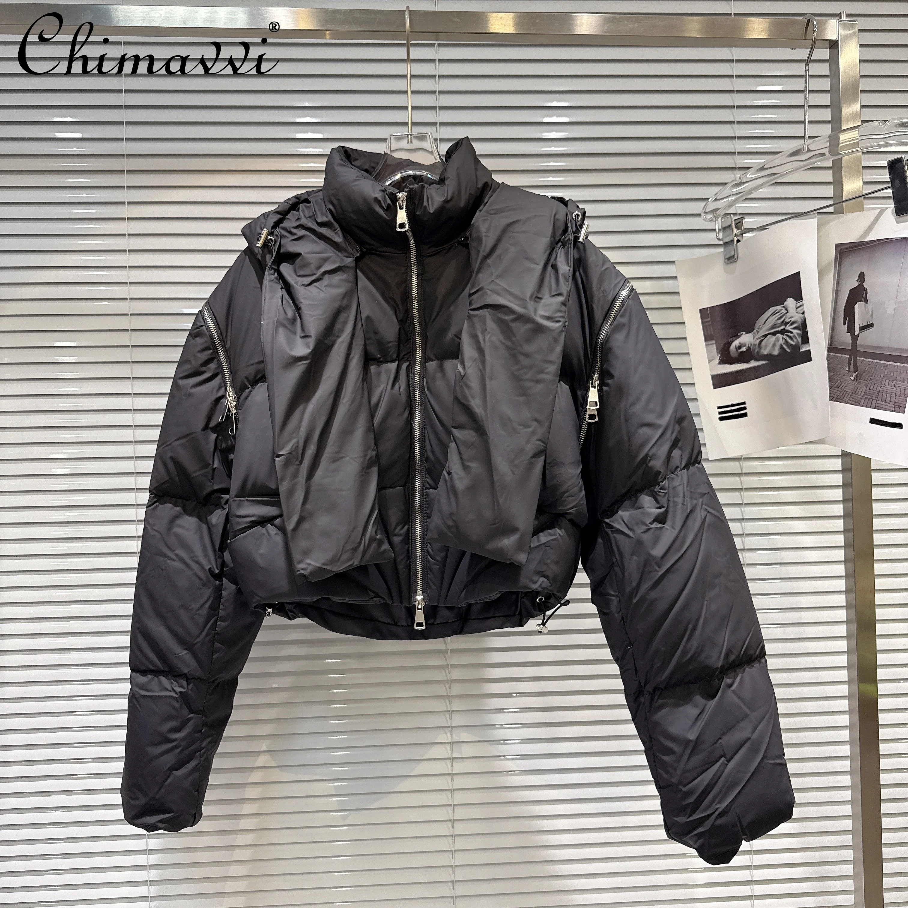 

Korean Style Elegant Fashion Casual Hooded Jacket Zipper Long Sleeve Loose Versatile Thick Warm Winter Short Parkas Coat Women