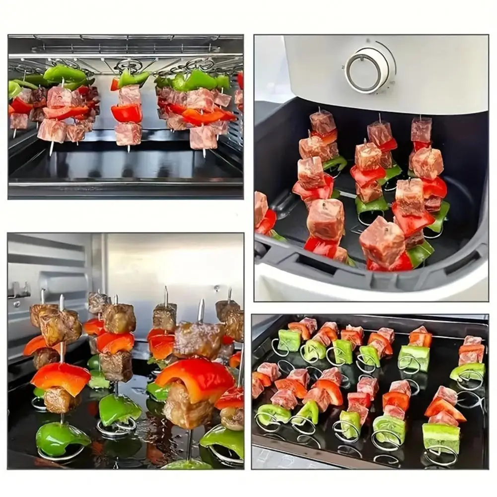 

Bbq Metal Skewers Stainless Steel Vertical Grill Skewers Rotisserie Rack Set Bbq Kebab Sticks Air Fryer Oven for Universal