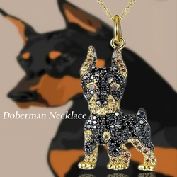 Domineering and Handsome Doberman Dog Pendant Necklace for Women Elegant Pet Puppy Jewelry Animal Accessories Gift for Dog Lover