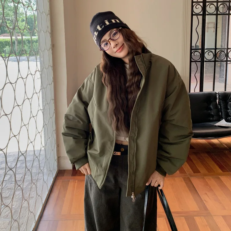 

Shpmishal американская короткая рабочая одежда, женская короткая куртка 202, осень/зима, куртка с воротником-стойкой, трендовое пальто, женская одежда