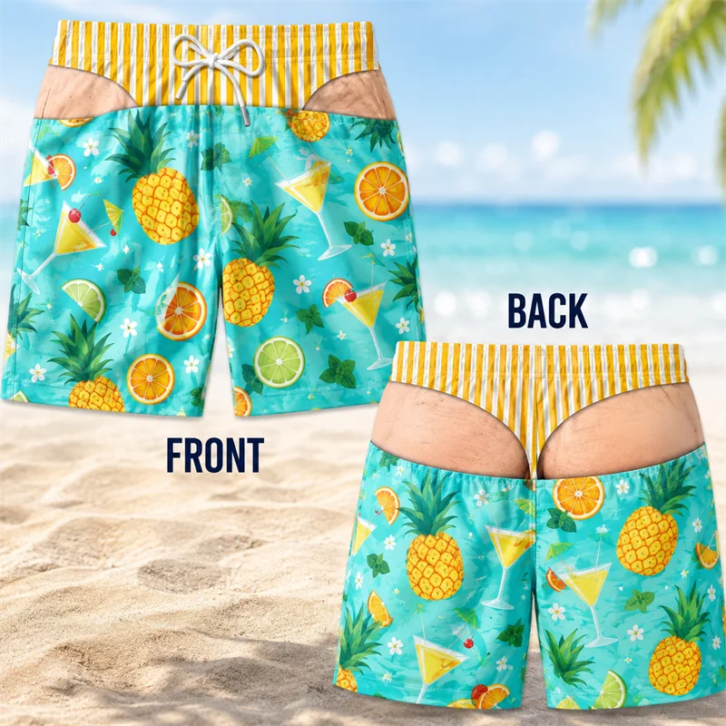 2026 Summer Funny Fake Buttocks Swim Trunks For Men Leopard Personality Beach Party Board Shorts Boyfriend Husband Fun Gift
