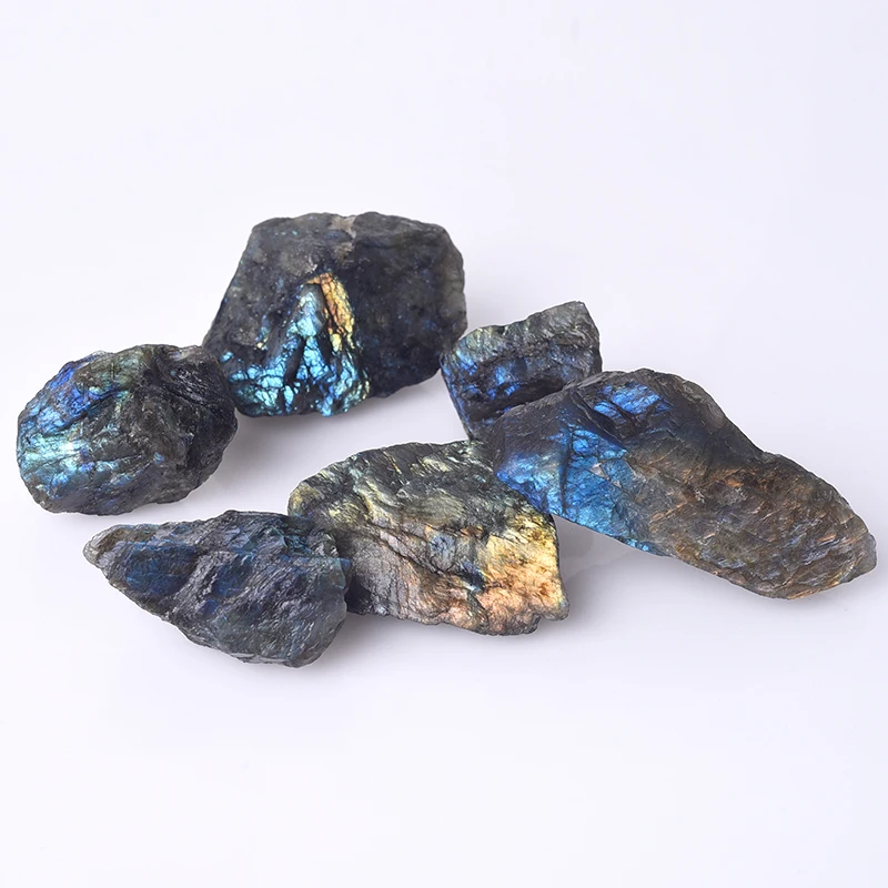 High Quality Natural Labradorite Minerals Specimen Discoloration Quartz Healing Irregular Shape Rough Ore Desktop Stone