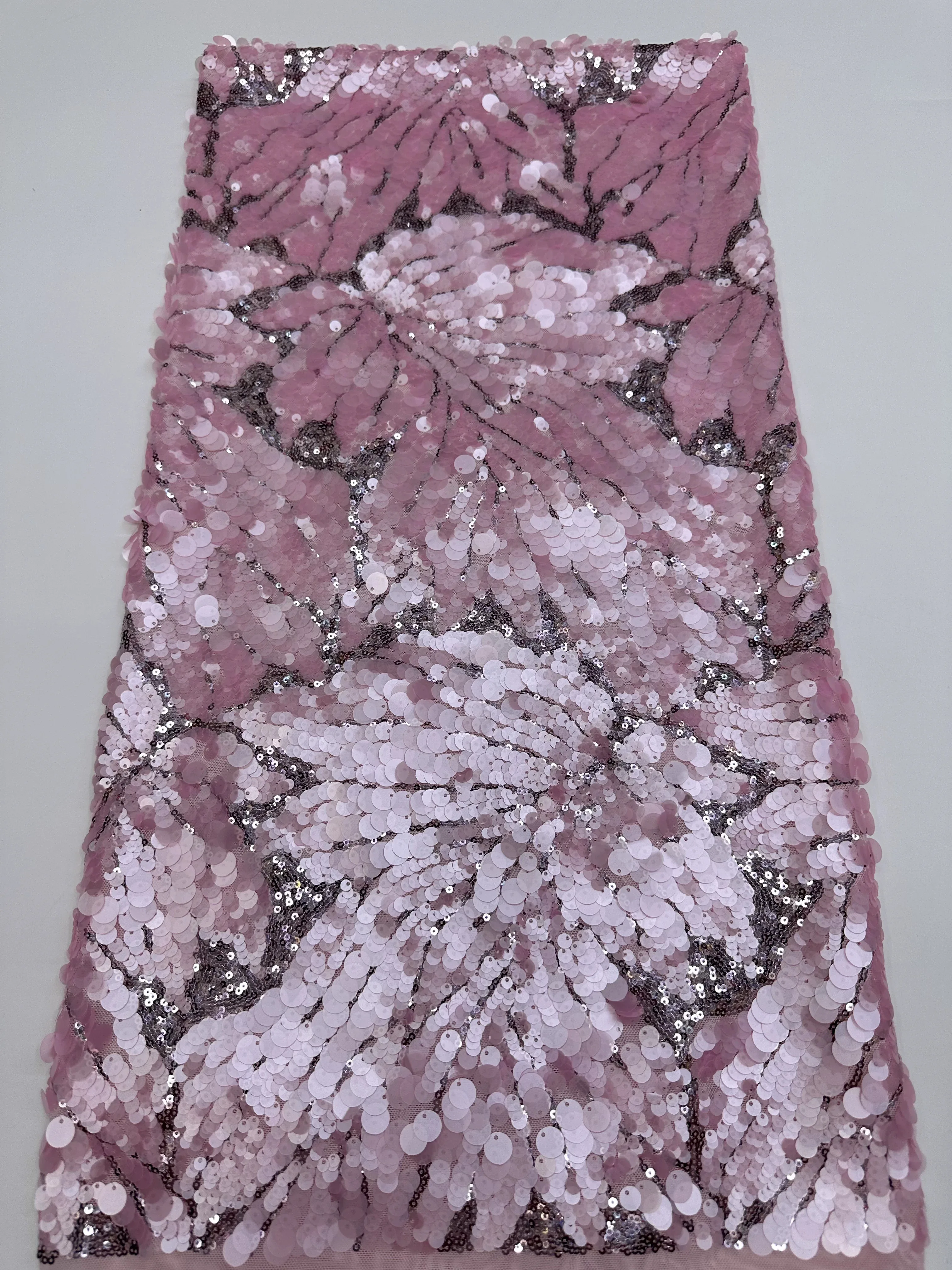 1yard Full leaf sequin embroidery fabric,handmade diy dress Clothing Design Fabrics for sewing
