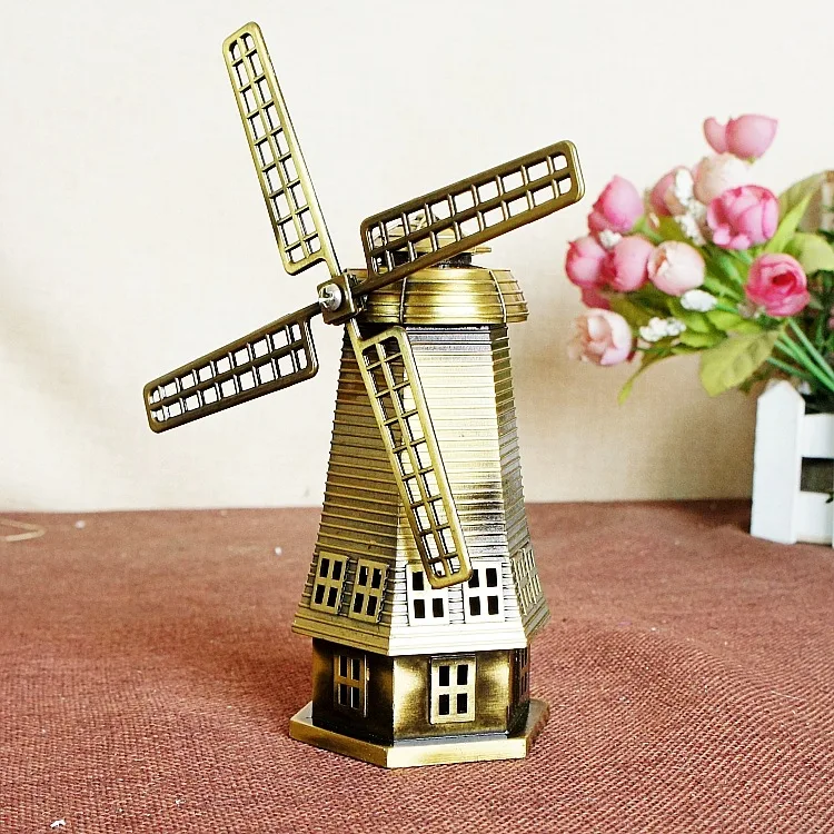 Netherlands Windmill Decoration Iron Art Landmark Architectural Model Small Crafts Creative Home Living Room Wine Cabinet Decora