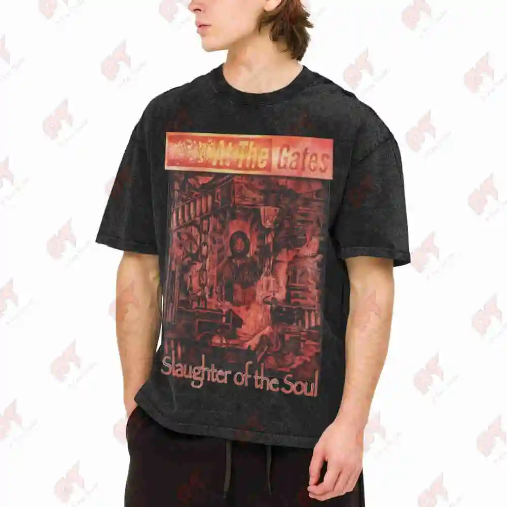At The Gates Slaughter Of Soul Swedish Death Vintage Washed Tee Pure Cotton T-Shirt