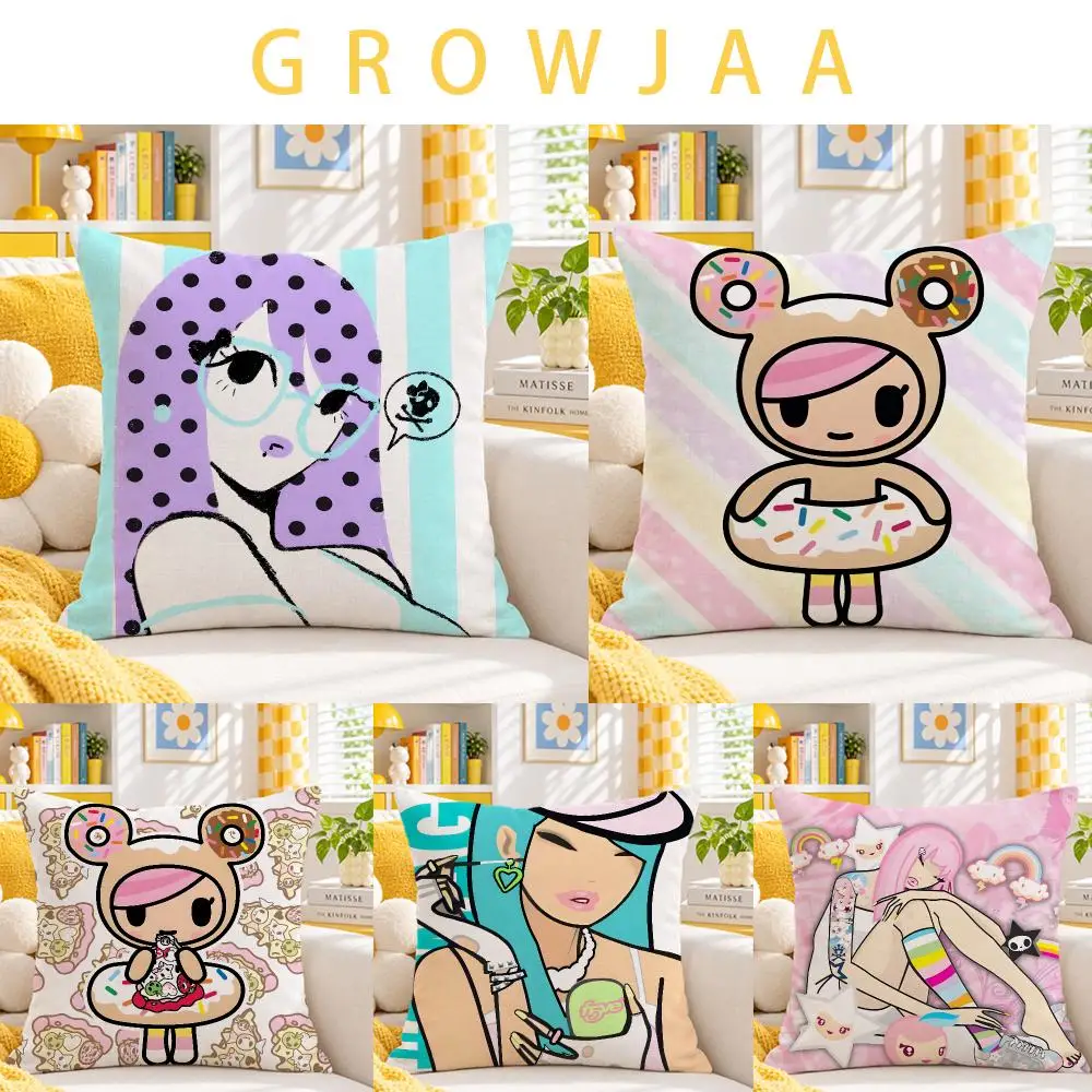 character Tokidoki Cushion Cover Throw Pillow Short Plush Fresh Bright Cushion for Bedroom Sofa Ornament Present Gift