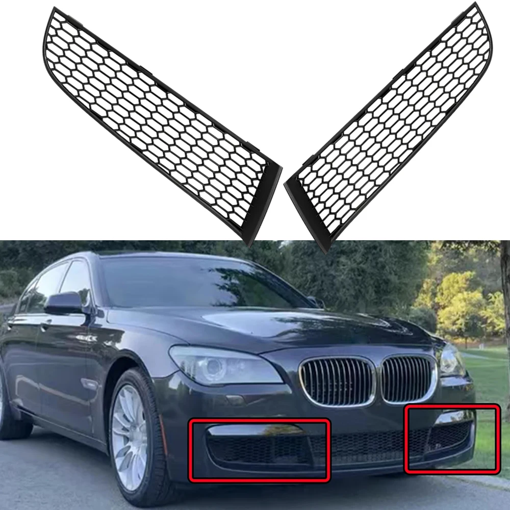 1pc Front Honeycomb Mesh Grill Bumper Fog Light Grille For BMW 7 Series F01 F02 M Sport 740i 2009-2015 51117903673 51117903674