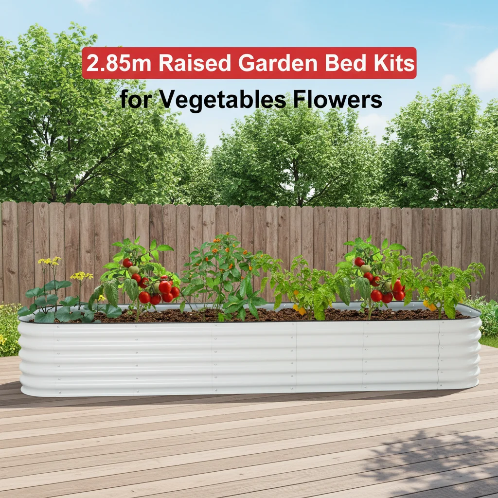 

112.2in Raised Garden Bed Kits Galvanized Metal Planter Box Large Outdoor Planting Bed for Vegetables Flowers