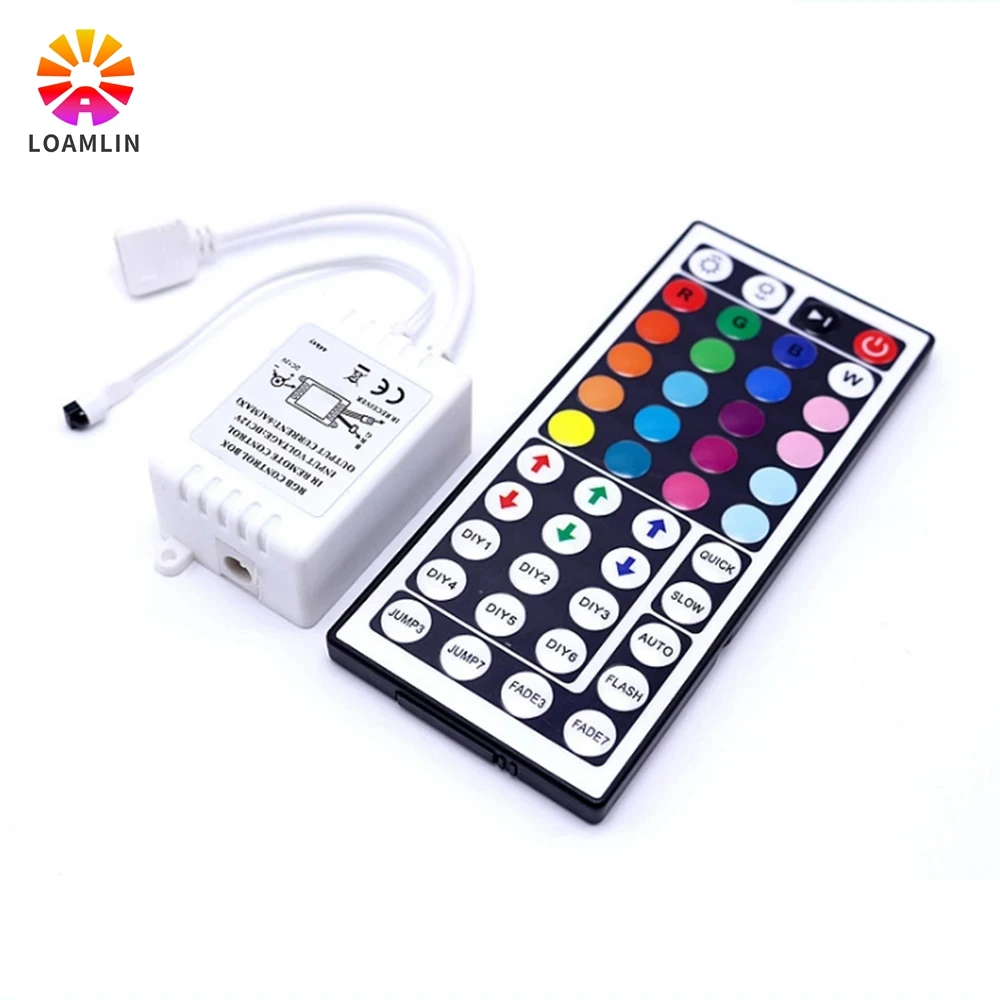 RGB IR Remote Control 44 Key DC12V Dual Connector Output Infrared Controller Suitable For SMD 5050 2835 RGB LED Strip