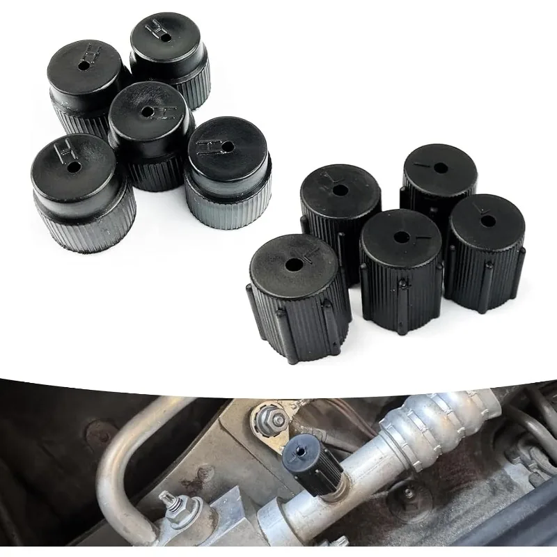 10PCS R134a Car AC Charging Port Caps 13mm Low Pressure 16mm High Pressure Black ABS Dustproof Seal Service Valve Covers