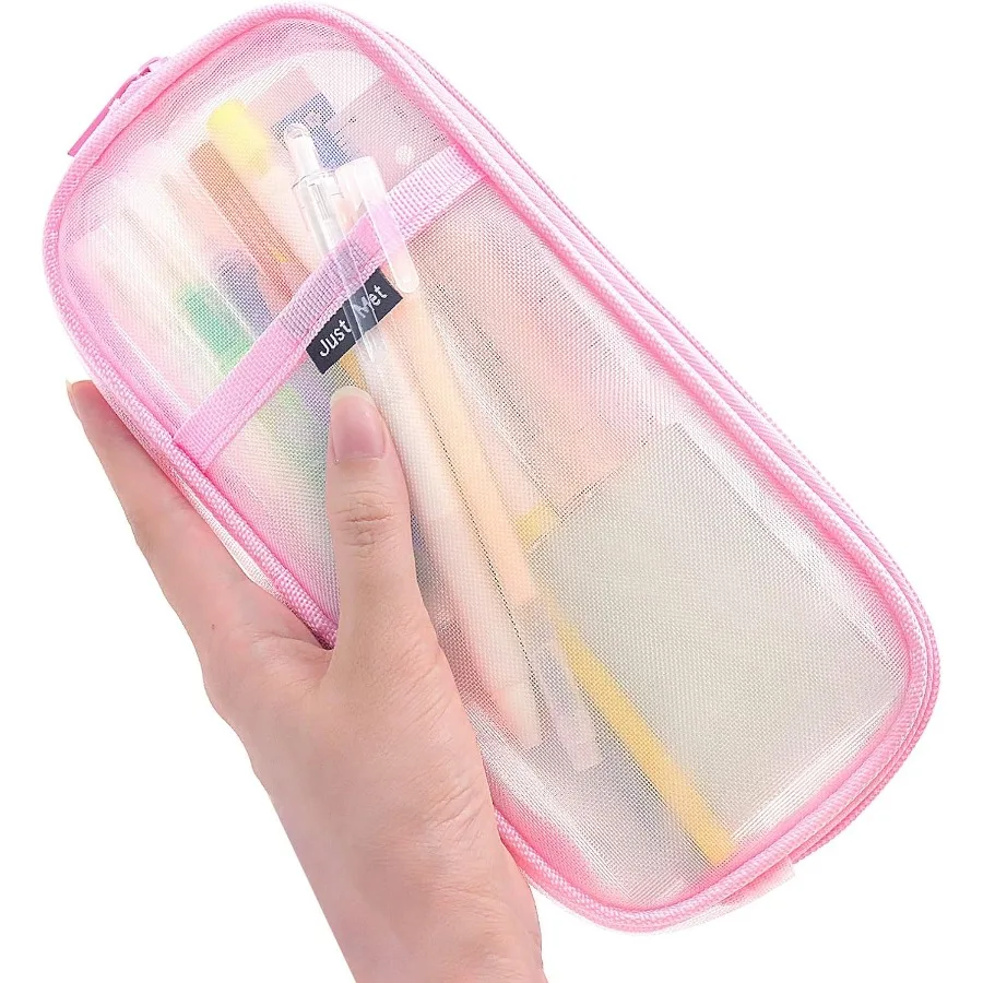 

Sonuimy Clear Mesh Pencil Case Pouch Clearly Visible Grid Pen Cases Organizer For Adult Zipper Transparent Stationary Makeup Ba