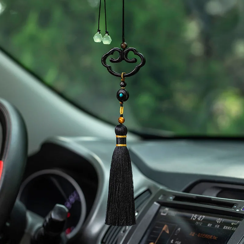 Automobile Hanging Ornament Natural Blackwood Xiangyun Safety Lock Rearview Mirror Pendant Car Pendant Men and Women CBag Chamrs